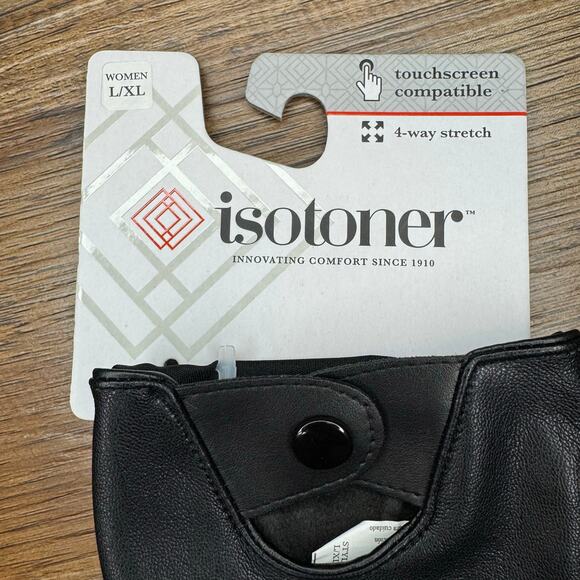 Isotoner smartDri black gloves touchscreen compatible women L / XL snap closure - Picture 3 of 7